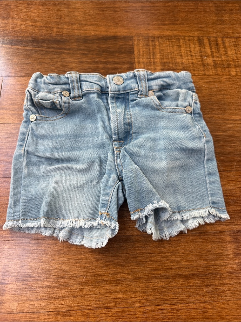 7 For All Mankind Light Blue Denim Frayed Hem Kids Shorts